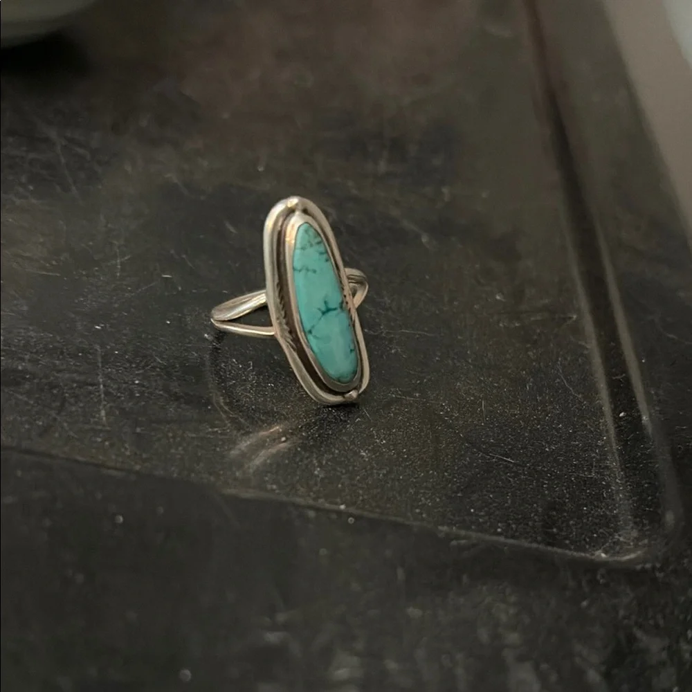 Sterling Silver Turquoise Oval Ring - Blue Turquoise